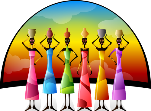 African Women With Vessels Logo Clipart