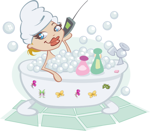 Woman In Bubbly Bath Clipart