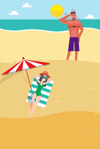Man And Woman At The Beach Clipart