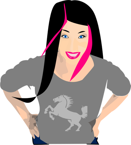 Woman With Black And Pink Hair Clipart
