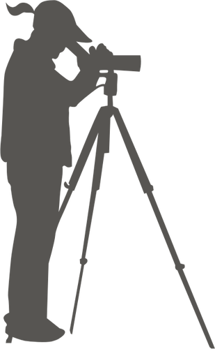 A Woman Looking Through A Spotting Scope Clipart
