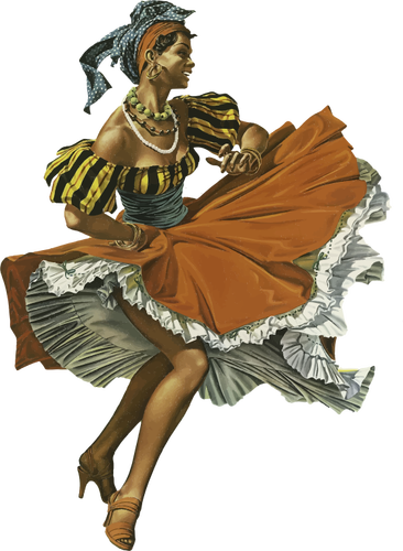 Vintage Caribbean Dancing Woman Clipart