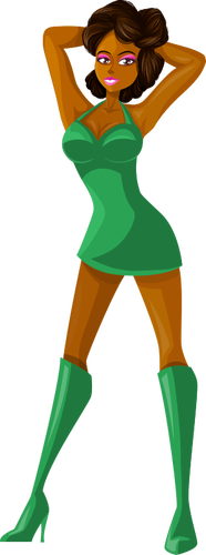 Young Woman In Green Clothes Clipart