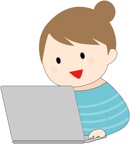 Woman Working With A Laptop Clipart
