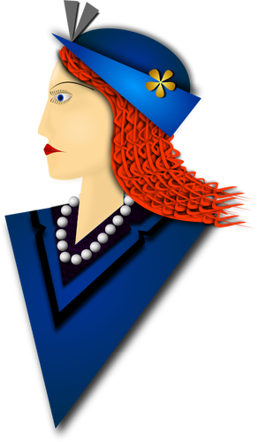 Of Elegant Woman With Blue Hat Clipart