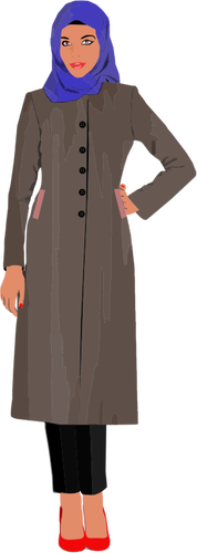 Muslim Woman In Red Shoes Clipart