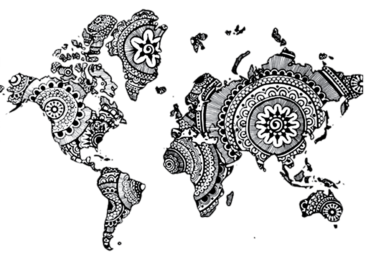 World Mandala Drawing Henna Map Free Clipart HD Clipart