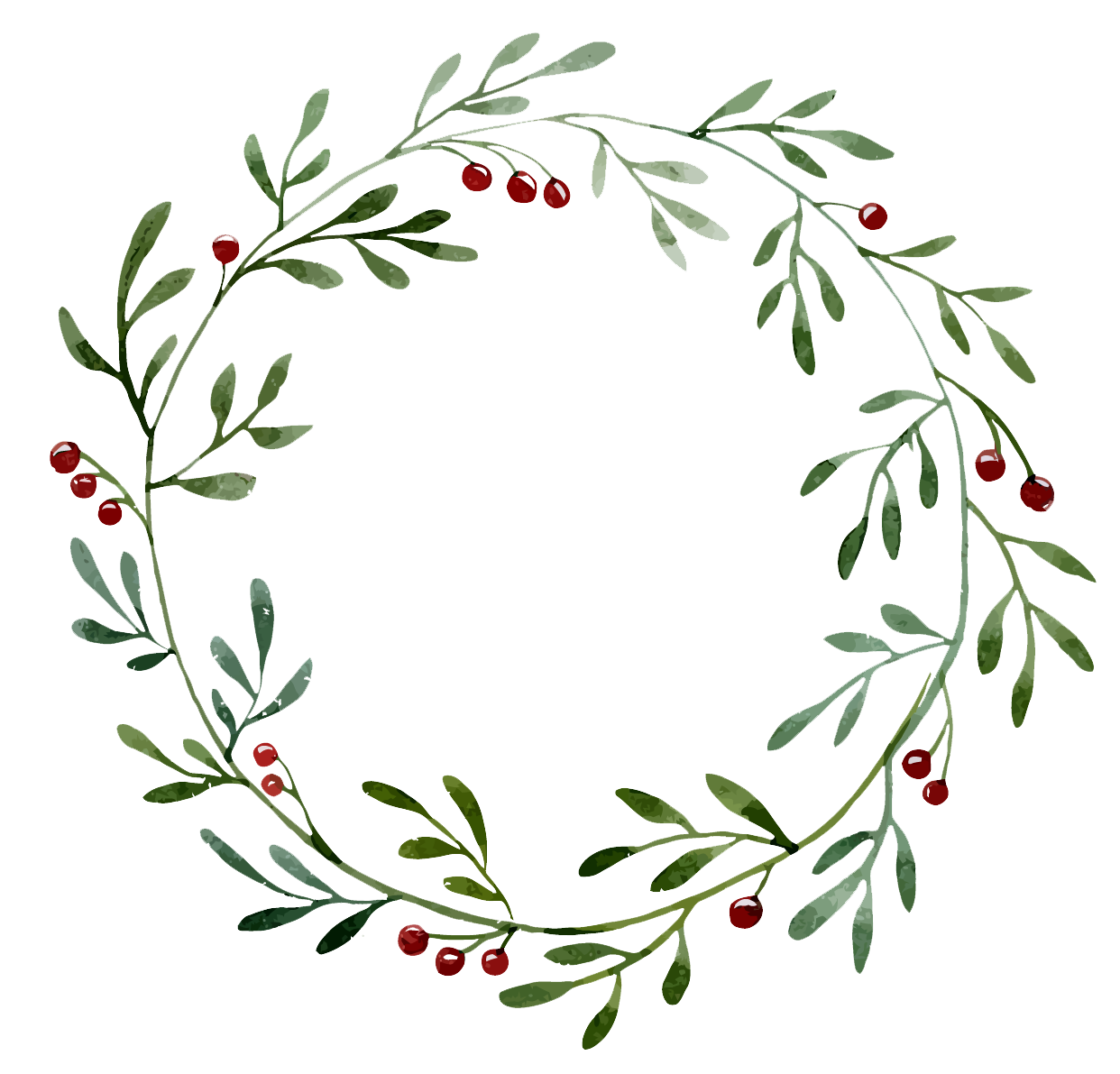 Plant Border Wreath Illustration Hollow Watercolor Green Clipart