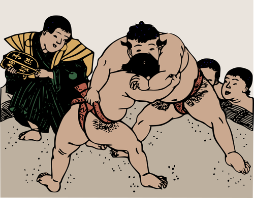 Vintage Sumo Wrestlers Clipart
