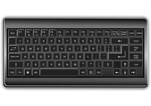 Black And White Keyboard With Shadow Clipart