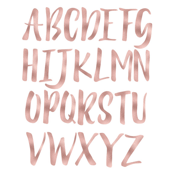 Rose Gold Foil Alphabet Objects On Creative Clipart
