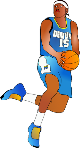 Afro-American Basketball Player About To Score Clipart