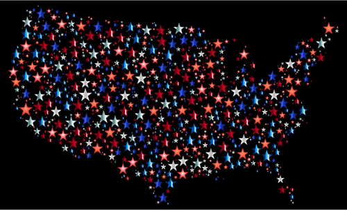 United States Map With Prismatic Stars Clipart