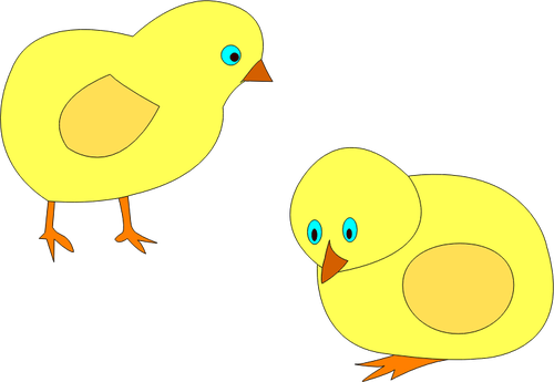 Of Two Yellow Chicks Roaming Around Clipart