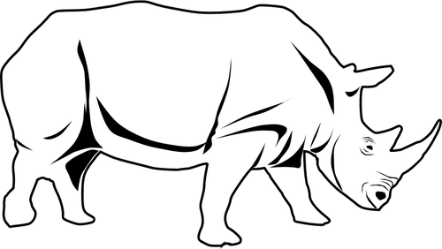 Line Art Image Of A Rhino Clipart