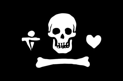 Pirate Flag Heart And Bone Clipart