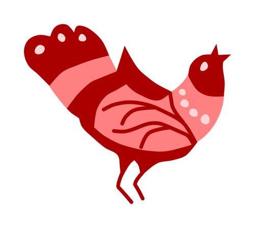 Red Folk Art Bird Clipart