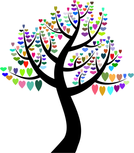 Tree And Colorful Hearts Clipart