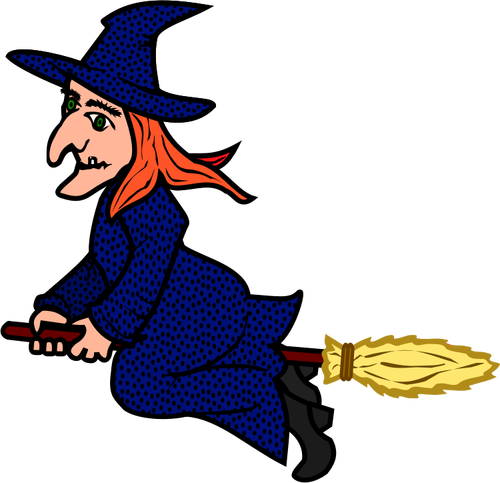 Coloured Line Art Of Witch Clipart