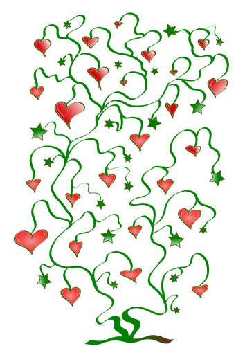 Tree Of Hearts With Leaves Of Stars Clipart