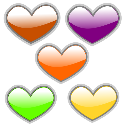 Color Glossy Hearts Clipart