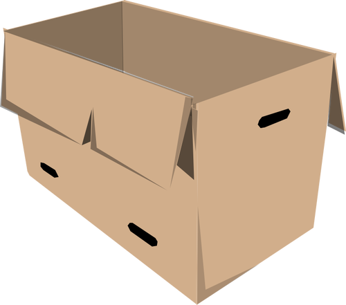 Clip Art Of Open Recyclable Cardboard Box Clipart