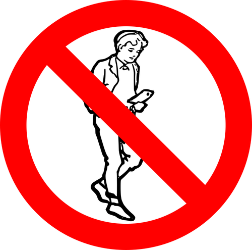 No Smartphone While Walking Clipart