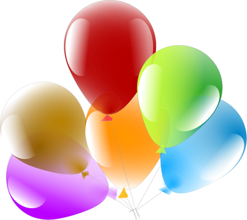 Of Six Decorated Party Balloons Clipart