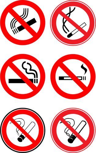 Illustrartion Of Selection Of ""No Smoking"" Signs Clipart