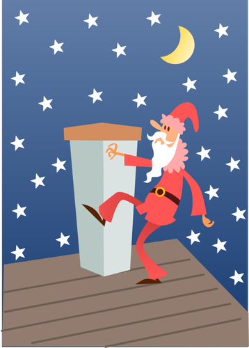 Santa Claus On The Roof Clipart