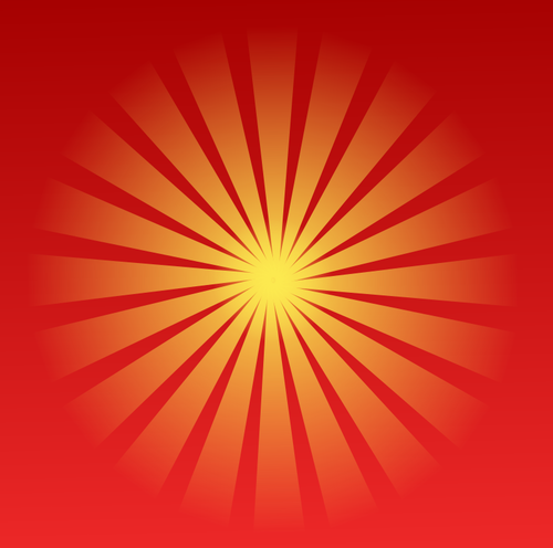 Yellow Radial Beams On Red Background Clipart