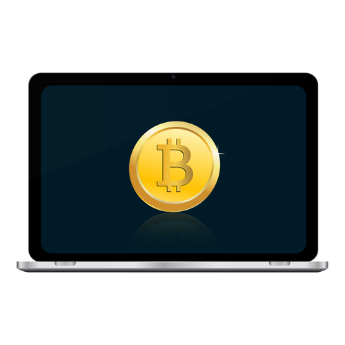 Bitcoin On Laptop Screen Clipart