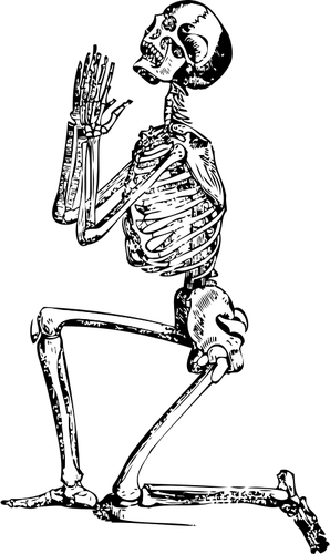 Of Kneeling Skeleton Clipart