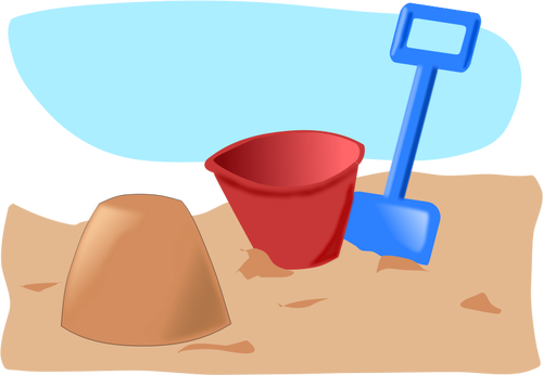 Of Sandcastle With Bucket And Spade Clipart