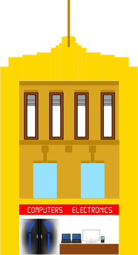 Of Three-Storey Yellow Building Clipart