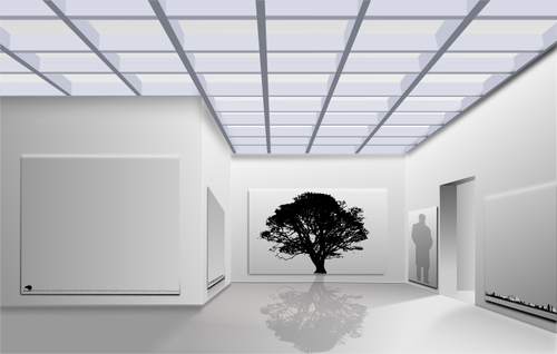 Illustration Of Cubic Tree In An Office Complex Clipart
