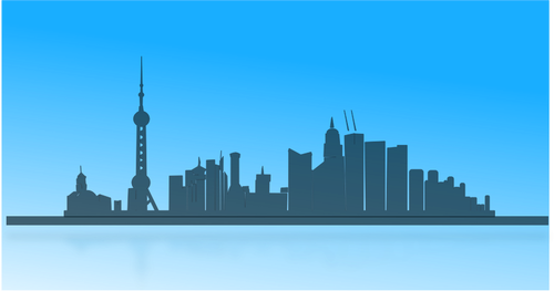 Shanghai City Skyline Outline Clipart
