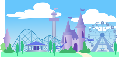 Theme Park Under A Blue Sky Clipart