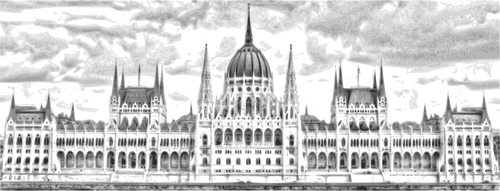 Budapest Parliament Building Illutstration Clipart