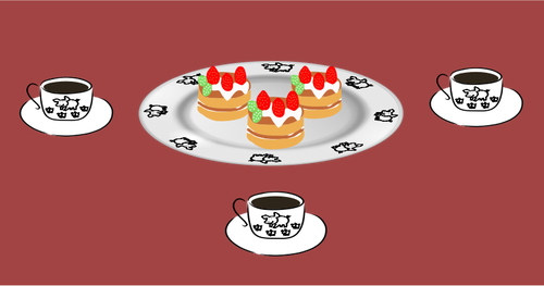 Of Coffee And Cakes Serving Clipart