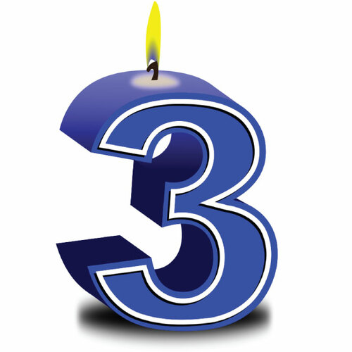 Number Three With A Candle Clipart