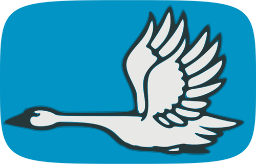 Image Of Flying Swan On Blue Background Clipart