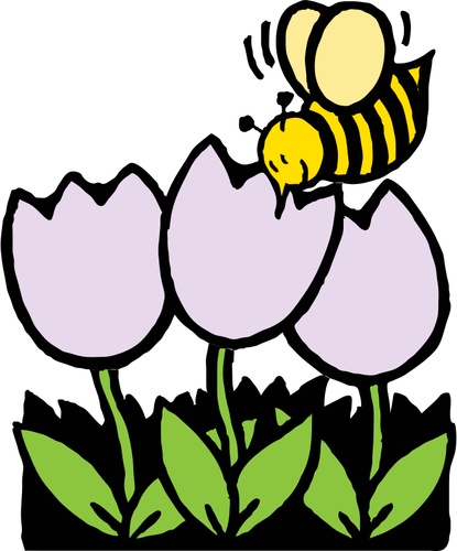 Flowers And Bee Clipart