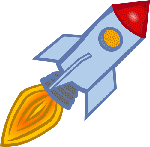 Of Blue Cartoon Rocket Clipart