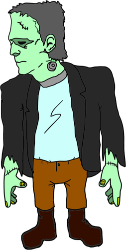 Green Zombie In Suit Clipart