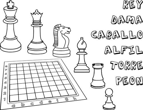 Chess Board And Pieces Clipart