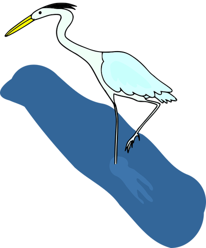 Crane In A River Clipart