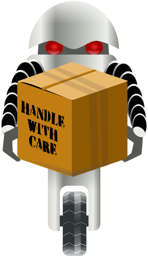Robot Delivery Box With Fragile Items Clipart