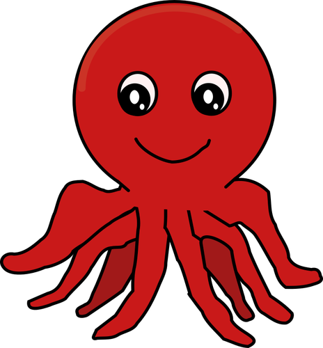 Red Cartoon Octopus Clipart