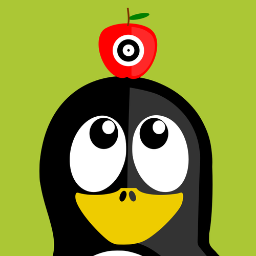 Penguin With Apple On Head Clipart